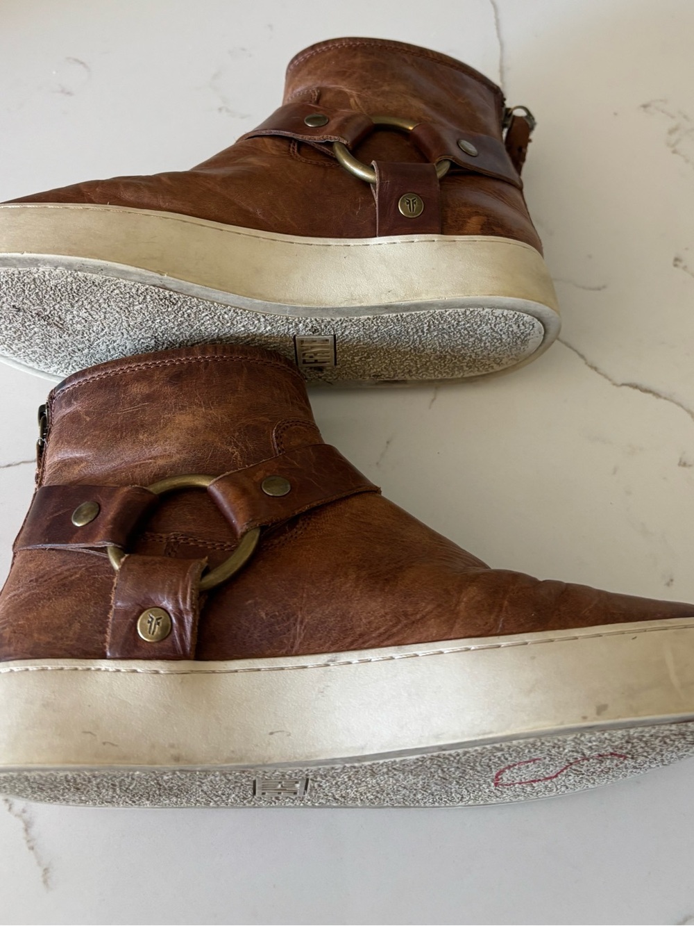 Frye brown Lena harness sneaker-like booties boots Sz 6